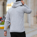 Zippered Ladder Knit Hooded Knitwear Jacket // Light-Gray (XS)