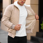 Faux Fur Collar Detailed Jacket  // Beige (M)