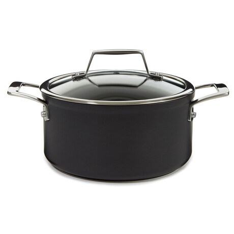 Essentials Hard Anodized Non-stick Casserole With Glass Lid, 8", 3.3Qt