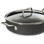 BergHOFF Essentials Nonstick Hard Anodized 11" Deep Skillet 4.3qt. With Glass Lid // Black