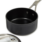 Essentials Hard Anodized Non-stick Saucepan With Glass Lid, 6.25", 1.3Qt