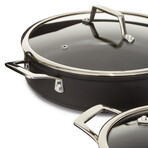 BergHOFF Essentials Nonstick Hard Anodized 11" Deep Skillet 4.3qt. With Glass Lid // Black