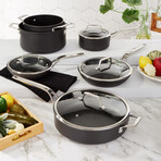 BergHOFF Essentials Nonstick Hard Anodized 11" Deep Skillet 4.3qt. With Glass Lid // Black