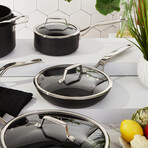 Essentials Hard Anodized Non-stick Saucepan With Glass Lid, 6.25", 1.3Qt