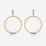 18K Yellow Gold Diamond Hoop Earrings // New