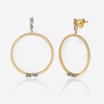18K Yellow Gold Diamond Hoop Earrings // New