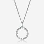 18K White Gold White Agate + Diamond Pendant Necklace // 16" // New