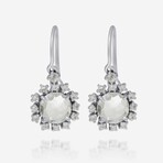 14K White Gold + White Topaz Drop Earrings // New