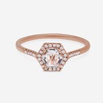 14K Rose Gold Diamond + White Topaz Ring // Ring Size: 6.25 // New