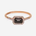 14K Rose Gold Diamond + Black Night Quartz Ring // Ring Size: 6.5 // New