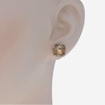 18K Rose Gold Champagne Topaz + Diamond Stud Earrings // New