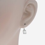 14K White Gold Diamond + White Topaz Drop Earrings // New