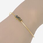 14K Yellow Gold + Green Envy Topaz Bangle Bracelet // 5.75" // New