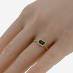 14K Yellow Gold Diamond + Green Envy Topaz Ring // Ring Size: 6.5 // New