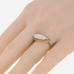 18K Yellow Gold Pink Opal + Diamond Ring // Ring Size: 6.5 // New