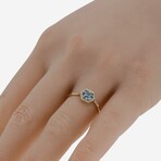 14K Yellow Gold Diamond + Blue Topaz Ring // Ring Size: 6.25 // New