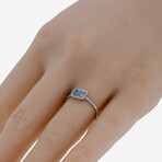 14K White Gold Diamond + Blue Topaz Ring // Ring Size: 6.5 // New