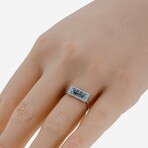 14K White Gold Diamond + Blue Topaz Ring I // Ring Size: 6.5 // New