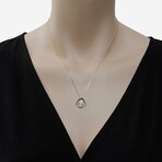 14K Yellow Gold Diamond + Blue Topaz Pendant Necklace // 16"-18" // New