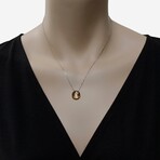 14K White Gold + Champagne Topaz Pendant Necklace // 16"-18" // New