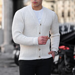 Roving Knitted Buttoned Cardigan // Ecru (XS)