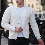 Roving Knitted Buttoned Cardigan // Ecru (XS)