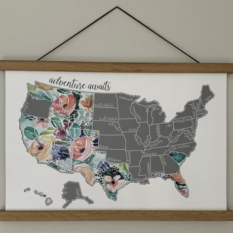 Rose Lest Traveled Scratch Off US Map // 12"x18"