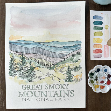DIY Painting // Great Smoky Mountains // 9"x12"