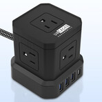CUBE Power Strip Surge Protector (Black)