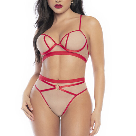 Alayna 2-Piece Set // Nude + Red (S-M)
