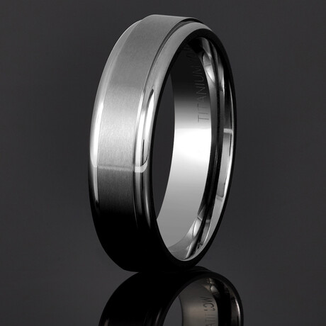 Brushed and Polished Titanium Ring // 6mm (Size 7)