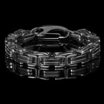 Black Plated Stainless Steel Byzantine Chain Bracelet (9")