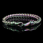 Polished Iridescent Plated Stainless Steel Franco Chain Bracelet // 8"