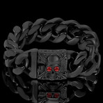 Black Plated Stainless Steel Skull with Cubic Zirconia Eyes (8.5")