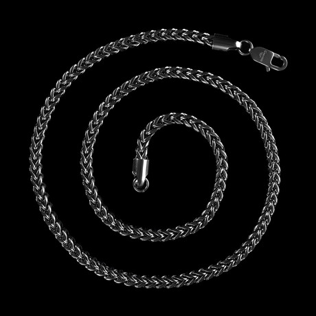 Black Plated Stainless Steel 5mm Rounded Franco Chain Necklace // 24"