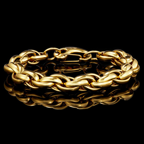 Gold Plated Stainless Steel Rope Chain Bracelet // Gold