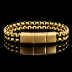 Matte Finish Gold Plated Stainless Steel Double Box Chain Bracelet // 8.25"