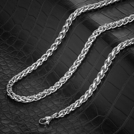 5.5mm Spiga Wheat Chain Stainless Steel Necklace // 24"