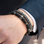 Polished Stainless Steel Franco Chain + Nylon Cord Bracelet // 8"