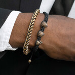 Polished Rose Gold Plated Stainless Steel Franco Chain + Nylon Cord Bracelet // Rose Gold + Black