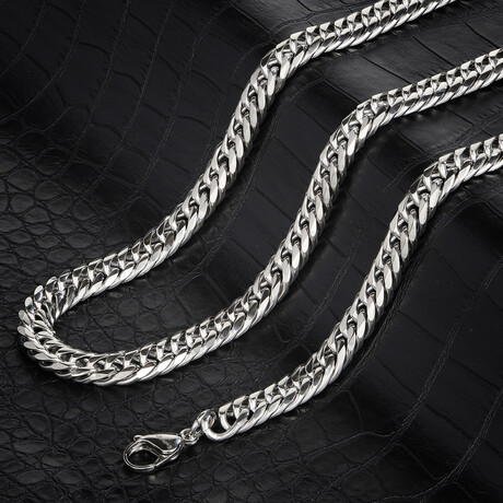 Polished Stainless Steel 10mm Cuban Curb Chain Necklace // Silver