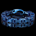 Blue Plated Stainless Steel Byzantine Chain Bracelet (9")