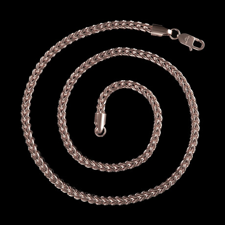 Rose Gold Plated Stainless Steel 5mm Rounded Franco Chain Necklace // 24"