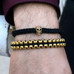 Matte Finish Gold Plated Stainless Steel Double Box Chain Bracelet // 8.25"