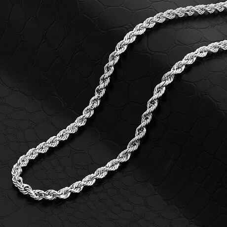 Polished 4mm Stainless Steel Rope Chain Necklace // 30"