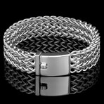 Polished Stainless Steel Three Row Franco Bracelet (9")