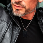 Diamond Accent + Black Plated Tungsten Carbide Dog Tag // 24"