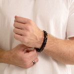 Black Plated Stainless Steel Byzantine Chain Bracelet (9")