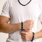 Blue Plated Stainless Steel Byzantine Chain Bracelet (9")