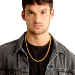 Gold Plated Stainless Steel 5mm Rounded Franco Chain Necklace // 24"